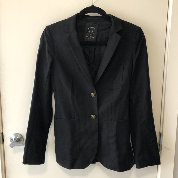Aritzia Talula Black Oxford Blazer w Gold Buttons - Picture 4 of 11